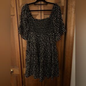 Fab’rik Women’s Sz S Boho/Bohemian Hippie Black Rawlings Floral Tiered Dress NWT